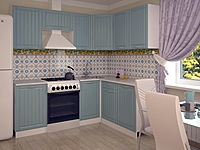 Кухонный гарнитур 12Р РоялВуд Голубой Прованс 2 2100х1600 мм