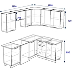 Кухонный гарнитур 12Р РоялВуд Голубой Прованс 2 2100х1600 мм