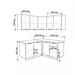Кухонный гарнитур 15Р РоялВуд Голубой Прованс 2 1450х1400 мм