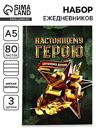 Ежедневник А5, 80 л., мягкая обложка, набор 3 шт. «Настоящему герою»
