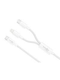 Кабель VIXION PRO VX-19,Type-C - Type-C+Lightning,10W, 1.2 м, белый