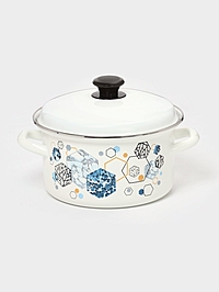 Кастрюля эмалированная, 3 л, d=20 см, с крышкой, с декором, белая