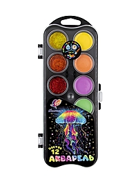 Акварель 12 цветов "Луч: Фантазия", с блёстками + пастельные, без кисти