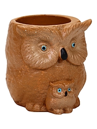 Декоративное кашпо для цветов «Сова с совёнком», 200 мл, 8×8×9 см, гипс