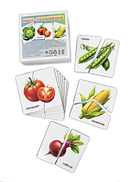 Пазл деревянный YOSHATOYS «Половинки - офощи»