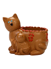 Декоративное кашпо для цветов «Кошка с котёнком», 50 мл, 9×6.5×8 см, гипс