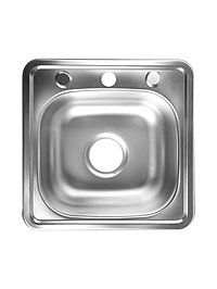 Мойка кухонная ZEIN, врезная, толщина 0.6 мм,38*38*15 см, 3 1/2’’, с сифоном