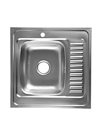 Мойка кухонная ZEIN, накладная, левая, 0.4 мм, 60*60*16 см, 3 1/2’’, с сифоном