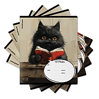 Тетрадь 12 листов лин ErichKrause Funny Friends, обл. мел картон, блок офсет 60г/м2 МИКС