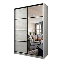 Шкаф – купе Max-МШ-23-6-16-15, 1600×600×2300 мм, с зеркалом, цвет дуб крафт белый