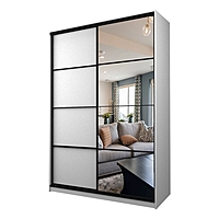 Шкаф – купе Max-МШ-23-6-16-15, 1600×600×2300 мм, с зеркалом, цвет белый шагрень