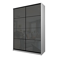 Шкаф – купе Max-МШ-23-6-16-22, 1600×600×2300 мм, цвет белый шагрень / стекло тёмно-серое