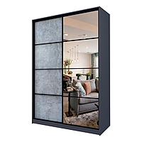 Шкаф – купе Max-МШ-23-6-16-15, 1600×600×2300 мм, с зеркалом, цвет графит / метрополитан грей