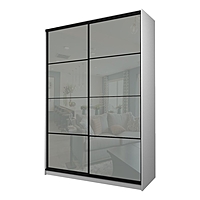 Шкаф – купе Max-МШ-23-6-16-22, 1600×600×2300 мм, цвет белый шагрень / стекло светло-серое