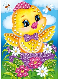 Набор для творчества. Аппликация бусинами "Цыплёнок" (180х250 мм, европодвес)