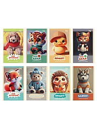 Блокнот А6 32л кл на скрепке BG "Милые пушистики", мел карт, офсет МИКС