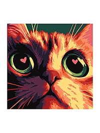 Картина по номерам для малышей на картоне 20х20 "Кото-любовь" Ркн-143
