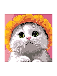 Картина по номерам для малышей на картоне 20х20 "Котик в шляпе" Ркн-145