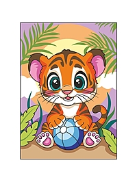 Картина по номерам для малышей на картоне 20х30 "Тигрёнок" Ркн-132