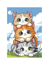 Картина по номерам на холсте 20*30 см "Башня из котиков" Рхд-044