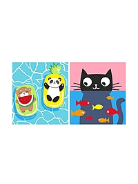 Картина по номерам детская "Водные процедуры" (картон 15*13,5, 2 шт) Ркн-141