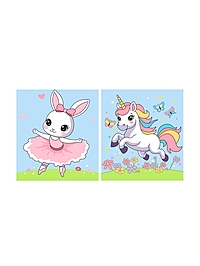 Картина по номерам детская "Веселая лужайка" (картон 15*13,5, 2 шт) Ркн-139
