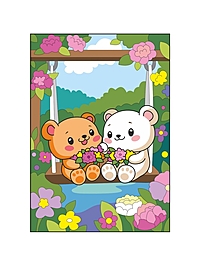 Картина по номерам для малышей на картоне 20х30 "Цветочные качели" Ркн-136