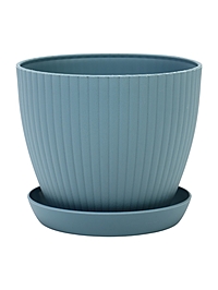 Горшок круглый "Ribbed" 15х15х13 см, цвет синий