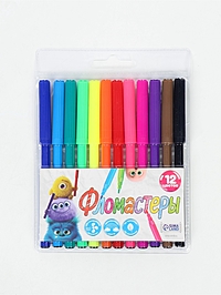 Фломастеры в пластиковой коробке 12 цв БукиБяки