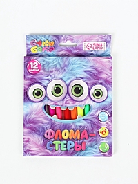 Фломастеры 12 цветов, в коробке "Монстрик"