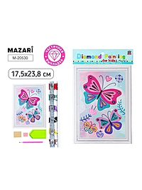 Алмазная мозаика "Бабочки", картонная основа 17.5х23.8 см,  частичная выкладка