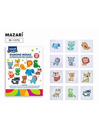 Алмазная мозаика "Животные" 6,5х8см, на стикере, 12 штук в наборе