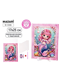 Алмазная мозаика "Русалочка", картонная основа 17х25 см, с подставкой, частичная выкладка