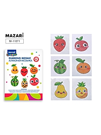 Алмазная мозаика "Фрукты" 6,5х8см, на стикере, 6 штук в наборе