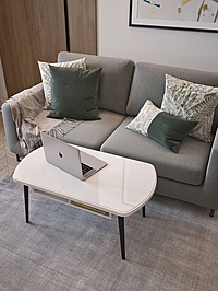 Стол журнальный, 900 × 500 × 428 мм, цвет белый глянец/белый бриллиант/металл чёрный муар