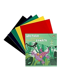 Бумага цветная бархатная 54 10л 10цв 240г/м² "Веселая ящерица", самокл, в папке