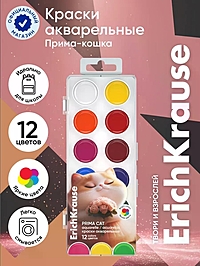 Акварельные краски 12цв ErichKrause "Prima Cat", европодвес