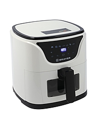 Аэрогриль BRAYER 2036BR, 1500Вт, 5л, 7 программ, 200°С, LCD-дисплей таймер, решетка, белый