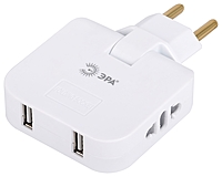 Разветвитель ЭРА SPF-2-FL-USB на 2 розетки 2 USB поворотный