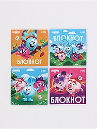 Блокноты 10×10 см, 16 листов, в клетку, на скрепке, «Смешарики», МИКС