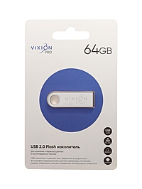 Флешка VIXION PRO Zinc Alloy, 64 Гб, USB 2.0, чт до 30 Мб/с, зап до 15 Мб/с, серая