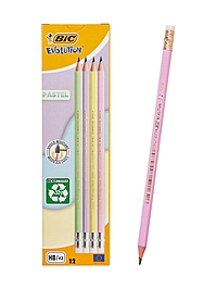 Карандаш чернографитный BIC HB Evolution «Пастель», пластиковый, с ластиком