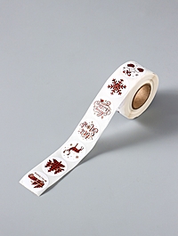 Наклейка бумага "Новогодние. Красная клетка" d=2,5 см 500 шт в рулоне 5,5х5,5х3 см