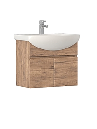Тумба подвесная с раковиной для ванной Винг 60-2 двухдверная, 610х440х533 мм, цвет дуб золотой 11063