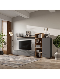 Гостиная Amazon, 1600х400х1270, Графит/Дуб вотан