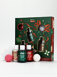 URAL LAB Винтер Мелоди Набор New Year Collection, три геля для душа, две бомбы и мочалка