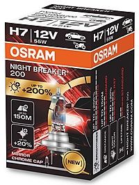 Лампа Osram Night Breaker 200 H7 12V 55W PX26d 64210NB200
