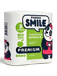 Бумага туалетная "SMILE " 3 слоя 4 рулона Яблоко