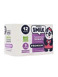 Бумага туалетная "SMILE " 3 слоя 12 рулонов Классика
