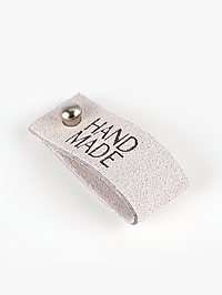 Бирка с кнопкой из замша Hand made (наб 10шт цена за наб) 8*1,5см серый АУ